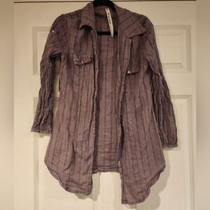 Gray sparkle button up blouse L